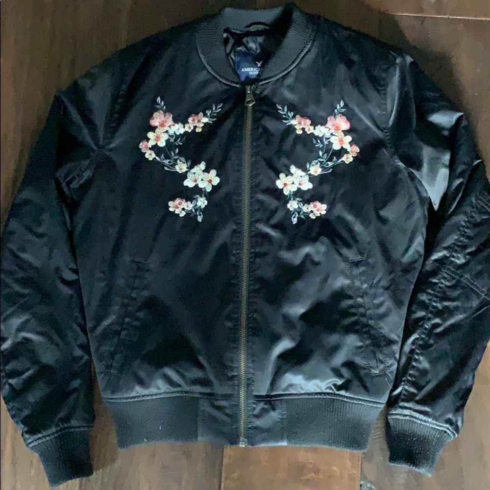 American Eagle black bomber jacket